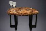 Wide Brilliant Red and Orange Petrified Wood Table #344145-2